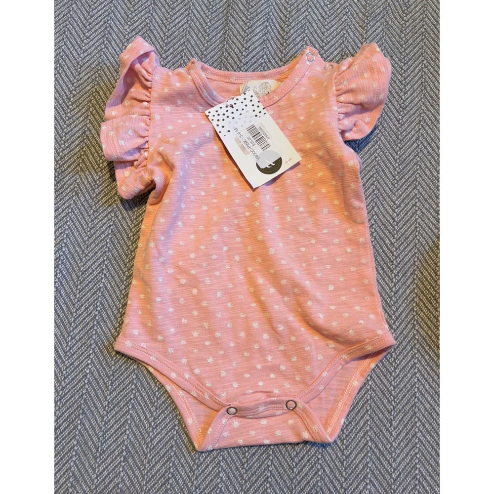 Vignette Baby Girls Pink Polka Dot Flutter Sleeve Bodysuit 3-6M V800C-PINK NWT